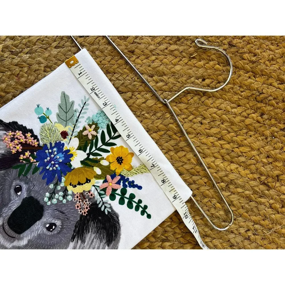 Anthropologie Mia Charro Embroidered Koala Animal Dish Towel 100% COTTON